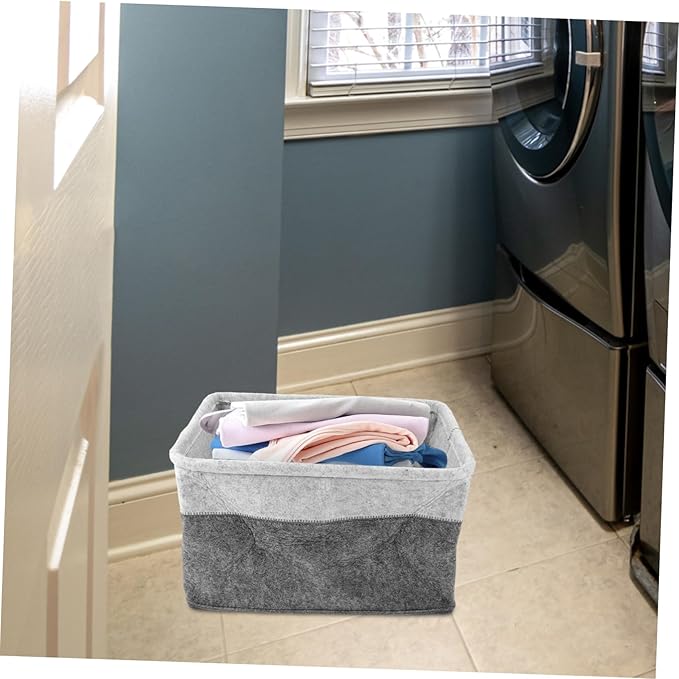 Holibanna Collapsible Felt Laundry Basket Organizer Multi-Functional Laundry Hamper for Dirty Clothes Foldable Storage Bin Large Capacity Material for Bedroom and Bathroom