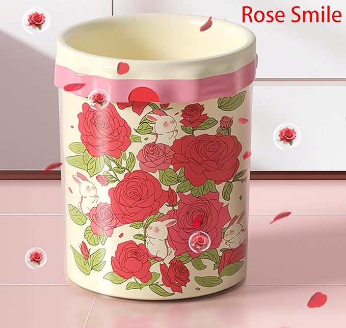 Rose Aroma Thickened Trash Bags, 80 Counts 4 Gallon 45x50Cm Kitchen Small No Tearing Required Bags with Drawstring for Bathroom, Office, Home Garbage Bags (Rose)