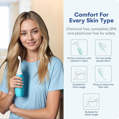 The Original HAPPYPO Butt Shower - Portable Bidet for Travel - Known from German Shark Tank - The Easy-Bidet 2.0 Replaces Wet Wipes (Color: Light Blue)