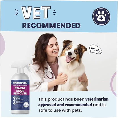 Pawstruck Professional Strength Pet Stain & Odor Remover - Natural Enzyme Cleaning Solution for Dogs & Cats - Safe and Effective Smell Eliminator - 32 oz - Packaging May Vary