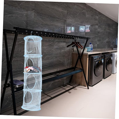 1pc Ventilated Drying Basket Space-saving Clothes Organizer Capacity and Four Compartments for Laundry and Toy Storage