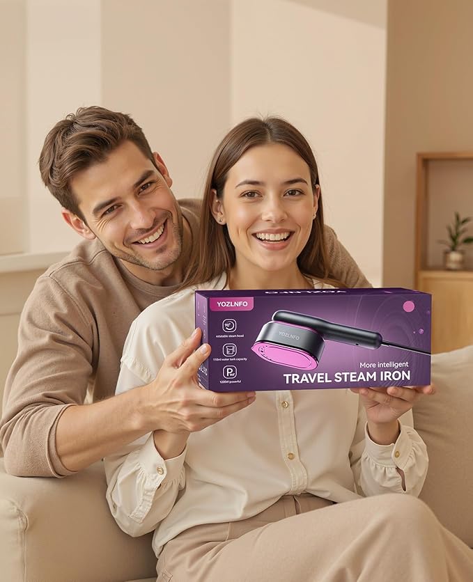 Travel Steamer for Clothes Adequate Portable: 2-in-1 Mini Handheld Garment Steamer Iron - 15s Heat Up & 5 Adjustable Steam - Large Ceramic Panel - 110-120V