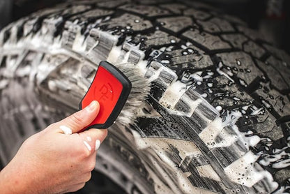Detail Factory - ProGrip Tire Brush - Ergonomic ProGrip Handle, Stiff Synthetic Bristles, Ergonomic Design, Clean Your Tires with Ease - Red