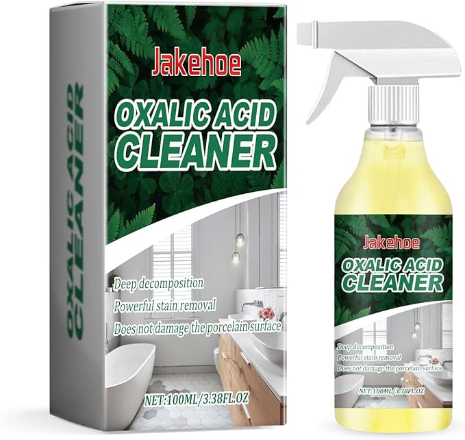 Oxalic Acid Cleaner, Powerful Stain Removal Spray for Bathroom, Toilet, Porcelain, 100ml/3.38oz, Multi-Surface, Deep Cleaning (1)