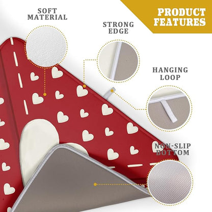 Valentines Day Dish Drying Mat for Kitchen Counter 18x24 Cream Red Love Heart Valentines Holiday Themed Absorbent Reversible Microfiber Drying Mats Kitchen Countertop Protector Dishes Drainer Pad