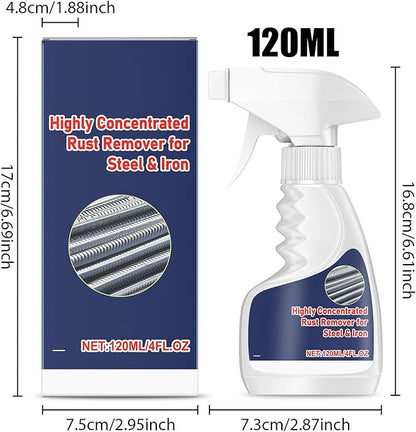 Industrial Rust Remover, Concentrated Metal Cleaner, 120ml Dissolver Spray with Fast Action, Repair Solution with Deep Penetration, Metal Spray for Garage Workshop Automotive