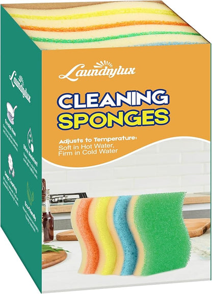 Scrub Sponge, 8 Pack Dual-Sided Temperature-Responsive Scrubber - Non-Scratch - Multipurpose Dish Sponges for Kitchens, Bathrooms, and Outdoor Use - S Shape