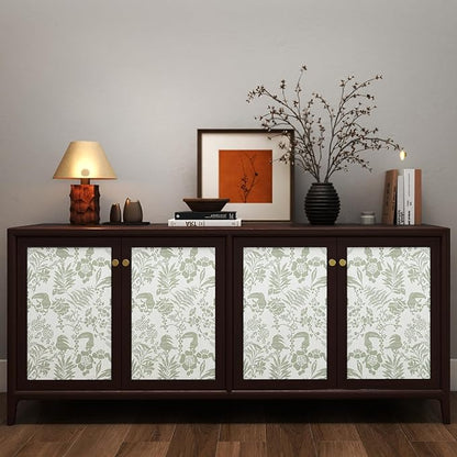 Tropical Botanical Peel and Stick Wallpaper – Green Floral Birds Removable Wallpaper for Bedroom Living Room, Self Adhesive Home Decor, Waterproof Repositionable Wall Covering,17"x120"