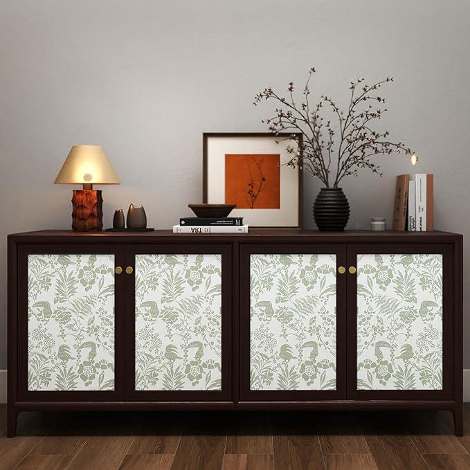 Tropical Botanical Peel and Stick Wallpaper – Green Floral Birds Removable Wallpaper for Bedroom Living Room, Self Adhesive Home Decor, Waterproof Repositionable Wall Covering,17"x 200"
