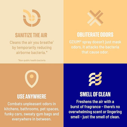 Ozium 8 Oz. Air Sanitizer & Odor Eliminator for Homes, Cars, Offices and More, Vanilla Scent, Pack of 2