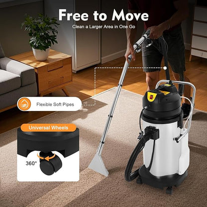 40L Commercial Carpet Cleaning Machine, 3 in 1 Carpet Spraying Floor Brush Cleaner Extractor Vacuum Washing Machine, 1000W Portable Sofa Curtains Cleaner (2 Packages)