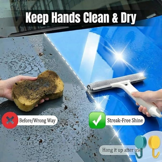 2 Pack 3 in 1 Window Cleaning Scraper, Window Squeegee with Sprayer, Window Squeegee Cleaner Tool with Built-in Spray Bottle for Car Windows Mirrors Shower Glass Bathroom Tiles Home Kitchen Flooring