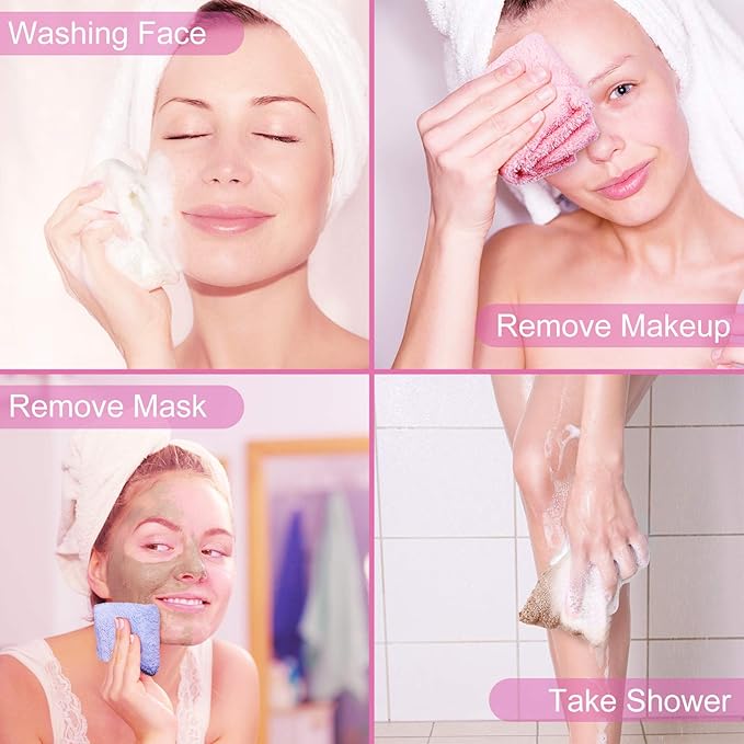 Syhood 12 Pieces Face Wash Cloth 12 x 12 in Makeup Remover Cloths Towel Coral Velvet Facial Microfiber Soft Fast Drying Facial Cleansing Towel for Face(Beige, Blue, Purple, Brown, Green, Pink)
