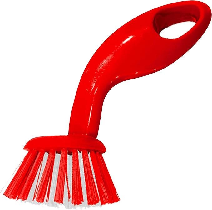 Meat Red Dish Brush - Dishwashing and Kitchen Cleaning and Scouring - Easy Grip Handle, Gentle Bristles - Color Coded Home and Kitchen Accessories by The Kosher Cook