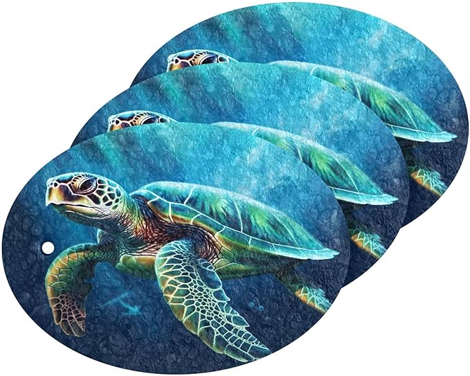 Sea Turtle Kitchen Scrub Sponges, Pop-up Kitchen Cleaning Sponges Reusable Dish Washing Sponges for Bathroom Household Cleaning 3 Pack - Non Scratch Scrubber