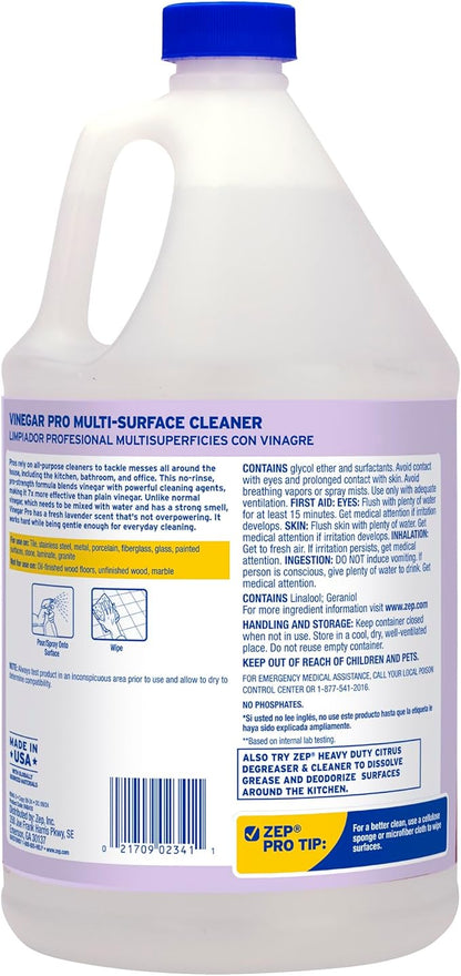 Zep All-Purpose Cleaner With Vinegar - 1 Gallon (Case of 4) R48410 - Gentle for Everyday Use