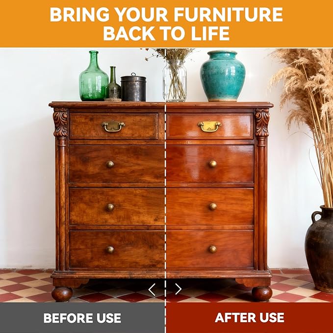 2-in-1 Wood Cleaner Furniture Polish - Natural Orange Oil Spray Protect Wood Surface Safely, Enhanced Furniture Restorer Finish Cabinets, Tables, Antique, Floor, 16oz Total