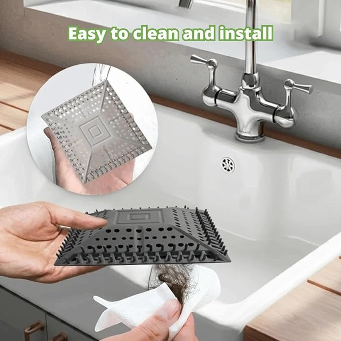 Shower Drain Hair Catcher Square Shape Silicone Sink Filter Hair Up Waste Catcher Kitchen Bathroom Accessory Silicone Floor Drain Cover