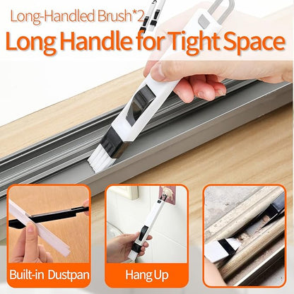 Window Sill Cleaner Tool - 11 Pcs Magic Door Window Track Cleaner Tools Set, Groove Crevice Cleaning Brush for Sliding Door, Shutter, Sill, Tile Lines, Car Vents, Keyboard