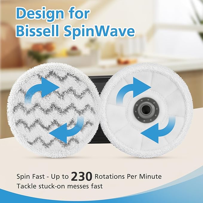 iSingo 6 Pack 3897A / 3712 Rotating Steam Mop Pads Replacement for Bissell SpinWave SmartSteam Scrubbing Steam Mop Cleaner 【Models 3897A/3712 ONLY】, Washable Reuseable Refill Pads