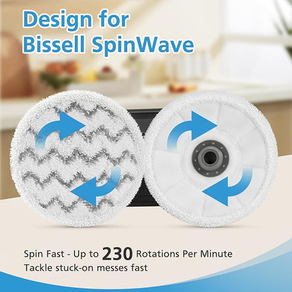 iSingo 6 Pack 3897A / 3712 Rotating Steam Mop Pads Replacement for Bissell SpinWave SmartSteam Scrubbing Steam Mop Cleaner 【Models 3897A/3712 ONLY】, Washable Reuseable Refill Pads