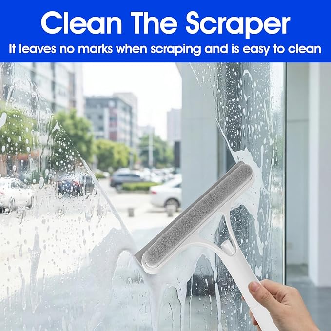 cobee 3 in 1 Squeegee for Shower Glass, 3 in 1 Window Cleaning Scraper Window Squeegee with Sprayer Windows SqueegeeCleaner All-Purpose Windows Cleaner Tool for Bathroom Kitchen Car Mirrors Glass