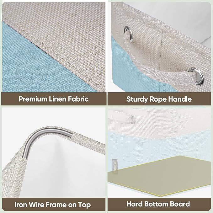 BALEINE 1 Pack Fabric Closet Storage Bins for Shelves, Linen Closet Organizers and Storage, Decorative Baskets for Organizing, Shelf, Clothes, Home, Office (Skyblue, 15''x11''x9.5'')