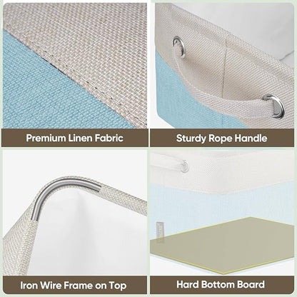 BALEINE 1 Pack Fabric Closet Storage Bins for Shelves, Linen Closet Organizers and Storage, Decorative Baskets for Organizing, Shelf, Clothes, Home, Office (Skyblue, 15''x11''x9.5'')