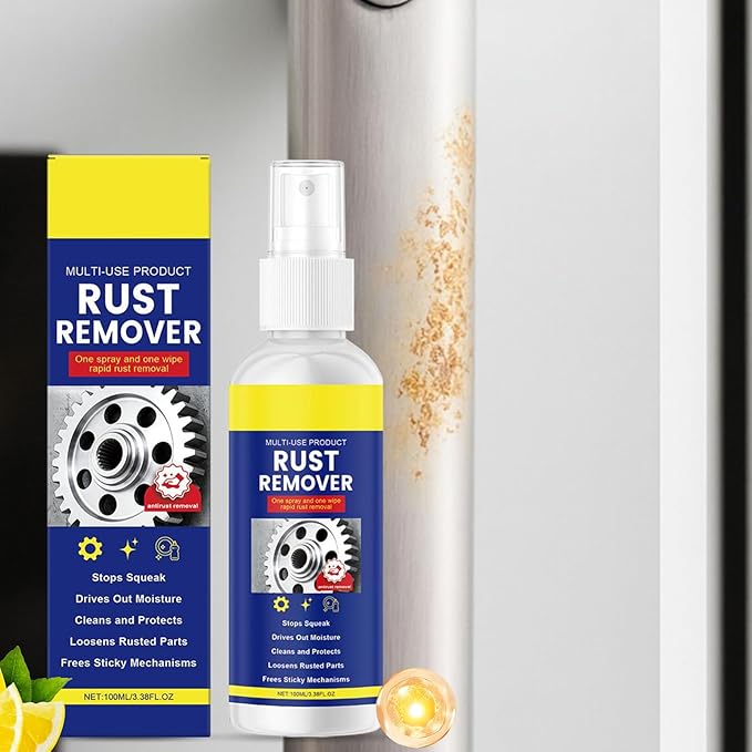 Rust Remover Spray, 100ml Liquid Cleanser, Rust Cleaner for Metal, Stain, Paint, Toilet, Shower, Sink, Bathtub, Tile, Bathroom, Automotive, Car, Wheel, Brake, Hub, Steel, Iron, Aluminum, Chrome