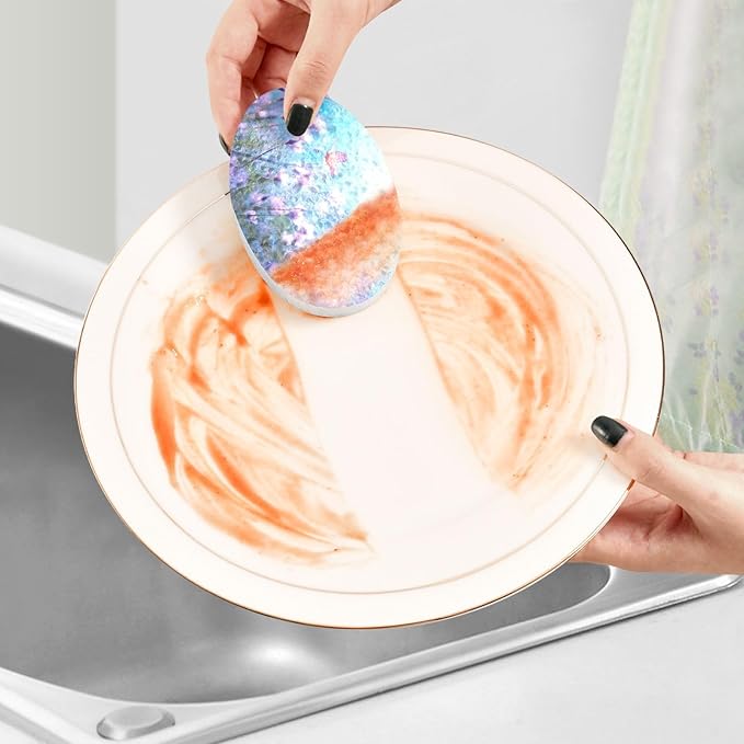 Butterfly Flower Kitchen Scrub Sponges, Pop-up Kitchen Cleaning Sponges Reusable Dish Washing Sponges for Bathroom Household Cleaning 3 Pack - Non Scratch Scrubber