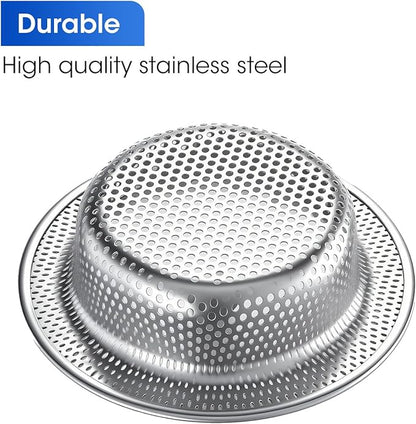 2 Pack 4.5 Inch Kitchen Sink Drain Strainer with Handle, Rustproof Stainless Steel Food Catcher, Prevents Clogged Pipes, Micro-Perforated Drain Filter for Home, Apartment and Tiny House
