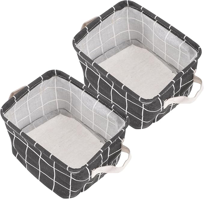 GANAZONO 2pcs Organizers Storage Linen Cotton Baskets Grey Storage Bins Laundry Basket Bins Organizers Sundry Containers