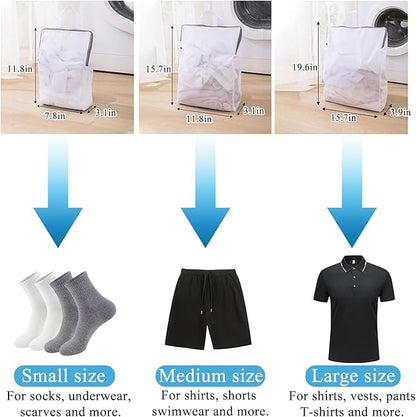 Mesh Laundry Bags for Delicates Reusable Durable Laundry Mesh Wash Bags Large Laundry Travel Bags for College Dorms Apartments Travel Storage Organizer Bag (3Pcs)