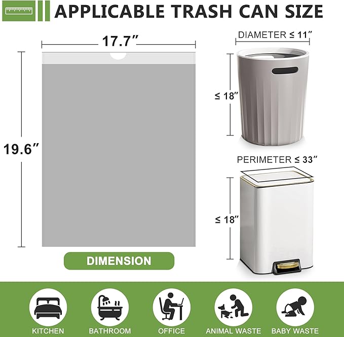 66 Count-Small Trash Bags,4 Gallon Trash Bag Drawstring,Gray White Bathroom Garbage Bags,Tear-Free Garbage Bags,Plastic Wastebasket Liners for Toilet Home Office and Bedroom