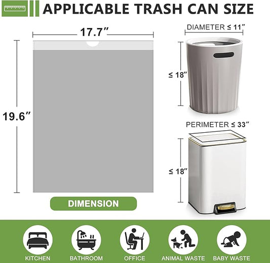 132 Count-Small Trash Bags,4 Gallon Trash Bag Drawstring,White Bathroom Garbage Bags,Tear-Free Garbage Bags,Plastic Wastebasket Liners for Toilet Home Office and Bedroom