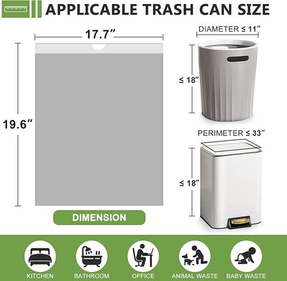99 Count-Small Trash Bags,4 Gallon Trash Bag Drawstring, Gray White Bathroom Garbage Bags,Tear-Free Garbage Bags,Plastic Wastebasket Liners for Toilet Home Office and Bedroom