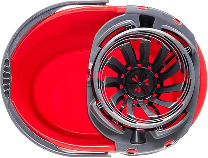 Quick Wring Hands-Free Mop Bucket – 2.5 Gallon with Built-in Wringer, Red