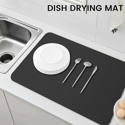 WISELIFE Dish Drying Mat Super Absorbent Drying Mat Large Dish Drying Mats for Kitchen Counter Easy Clean Dish Mat Kitchen Drying Mat16"x 24" Classic Black