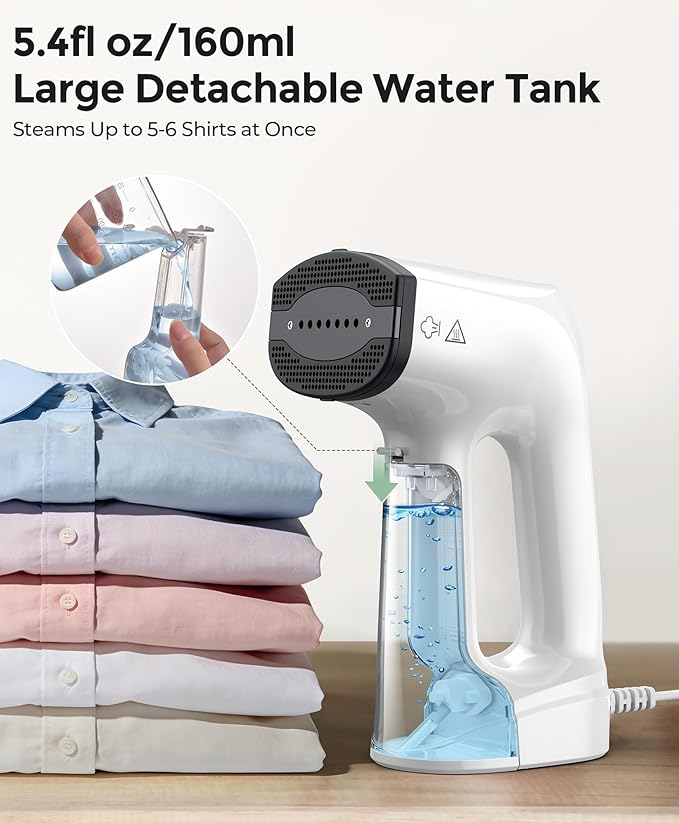 LyriFine Vacuum Steamer for Clothes, 3500Pa Suction Clothes Steamer Handheld, 2-in-1 Steamer&Iron Garment Steamer, 3 Modes& 360° Leak-proof Technology Fabric Steamer for Wrinkle Removal (for 110-120V)