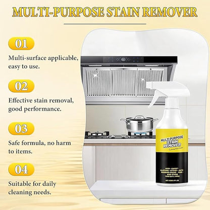 Multi-Purpose Stain Remover, All Purpose & Stain Remover,Multi-purpose Oils Stain Cleaner,Kitchen Multi-purpose Foam Cleaner Spray,Quick-Acting Formula for Kitchens, Floors and Toilets (2 PCS)