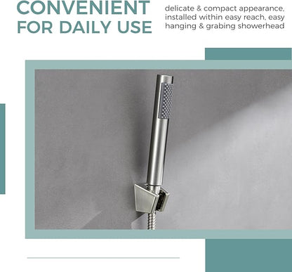Handheld Shower Head Bracket with Two Slot, Aomasi Bidet Sprayer Hanger Bathroom Hose Shower Wand Holder Wall Mount Brushed Nickel