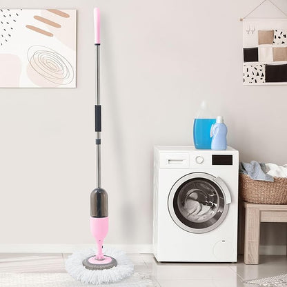 Multi-Surface Spray Mop Kit 3-in-1 with Flat, Round, Squeegee Mop Heads, Refillable Water Bottle, Machine Washable Pads for Floors, Windows