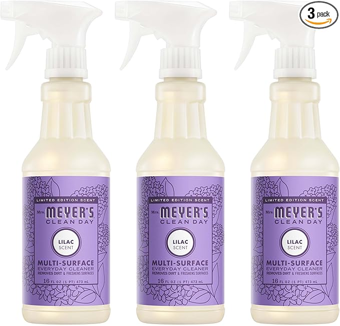 MRS. MEYER'S CLEAN DAY Multi-Surface Everyday Cleaner, Lilac Scent, 16 Ounce Bottle (Pack of 3)