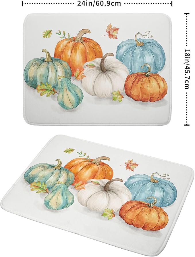 Fall Watercolor Pumpkin Leaf Dish Drying Mat 18 x 24 Inch With Absorbent Reversible Microfiber Autumn Thanksgiving Harvest Drying Mats Dish Drainer Mat Fast Dry For Kitchen Dining Room Decoration