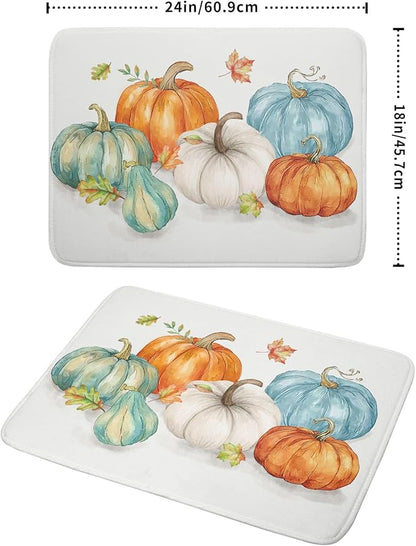 Fall Watercolor Pumpkin Leaf Dish Drying Mat 18 x 24 Inch With Absorbent Reversible Microfiber Autumn Thanksgiving Harvest Drying Mats Dish Drainer Mat Fast Dry For Kitchen Dining Room Decoration