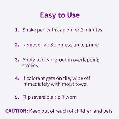 Rejuvenate Grout Renewer Pen, 1 Count, White Grout Color Restorer Instantly Covers Stained, Dirty Or Old Grout Between Kitchen And Bathroom Tiles