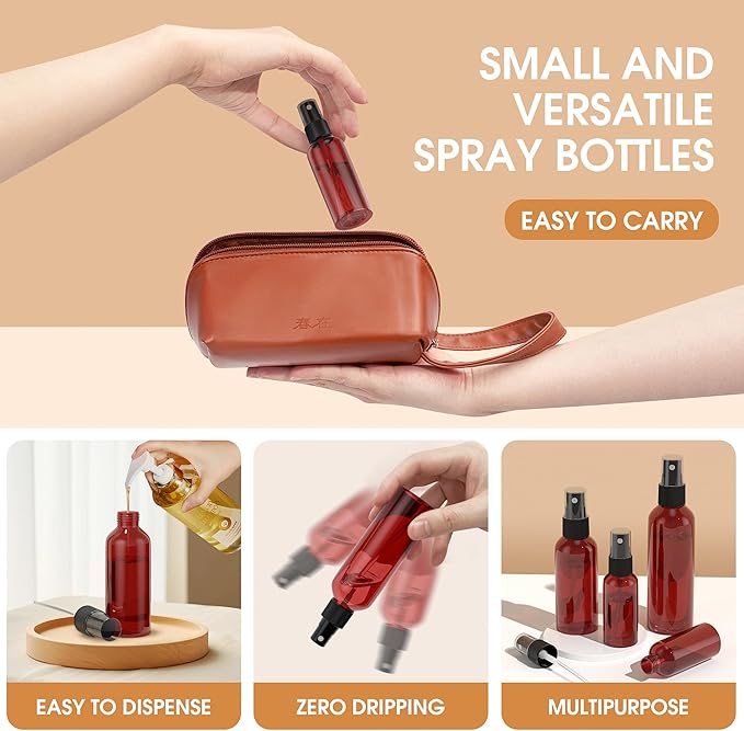 EVANCENT 50Pack 4oz Spray Bottles Plastic, 120ml Small Spray Bottle Bulk Black Fine Mist Sprayer, Portable Empty Refillable Containers Cosmetic Bottles for Plants, Cleaning, Misting & Skin Care-Red