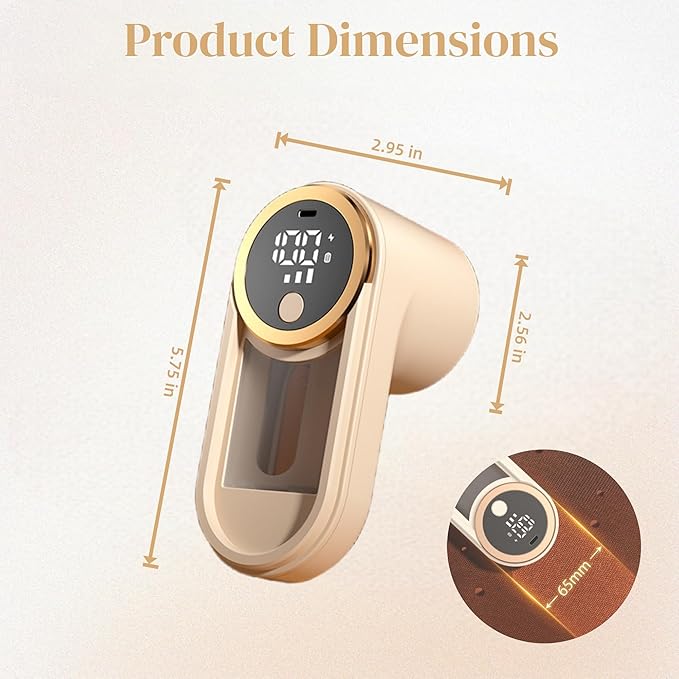 Rechargeable Fabric Shaver, Electric Lint Remover with 3-Speed LED Screen, Portable Fuzz Trimmer for Sweaters, Furniture, Blankets - Safe & Efficient Pilling Remover (Smart Gray)