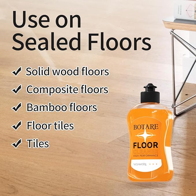 Floor Cleaner Liquid for Mopping, Household Deep Cleaning Solution for Wood,Hardwood,Tile,Laminate,Marble & Porcelain & Bathroom,Orange Scent,17.6 Fl Oz Each(1 Bottle+1 Cleaning Cloth)