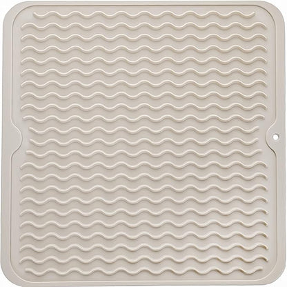 MicoYang Silicone Dish Drying Mat for Multiple Usage,Easy clean,Eco-friendly,Heat-resistant Silicone Mat for Kitchen Counter or Sink,Refrigerator or Drawer liner Tapioca M 12 inches x 12 inches